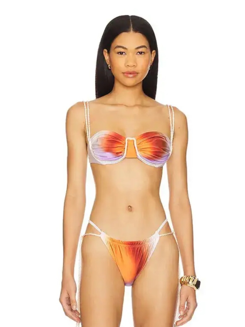 Baobab Collection Orange to Purple Ombre Rope-Trim Bikini - Picture 4 of 7